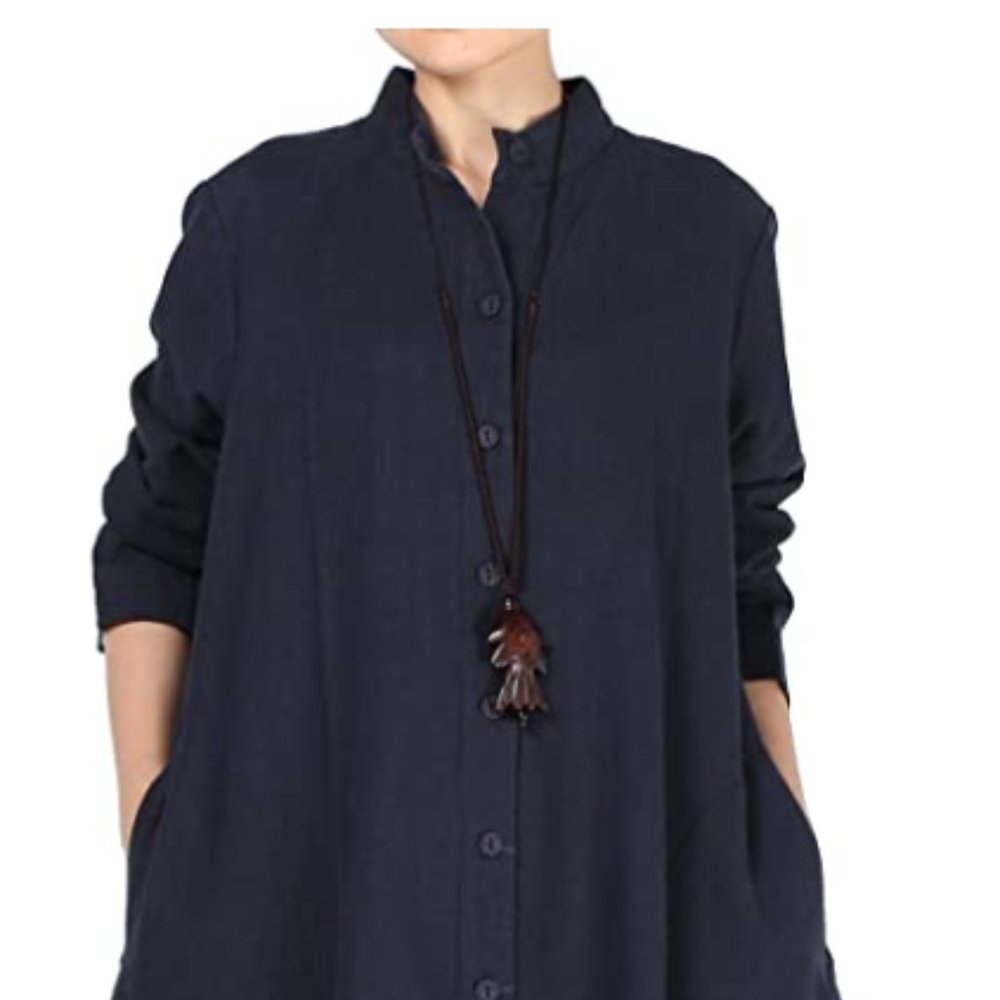 Mordenmiss  Linen Full Front Button Jacket